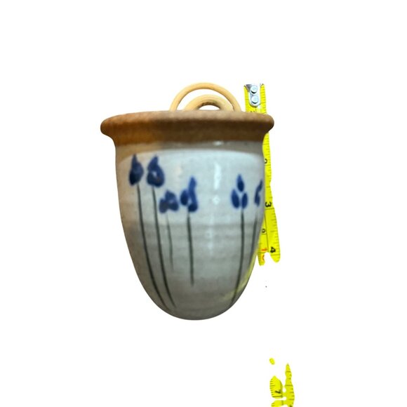 Vintage Made in Japan Speckled Floral Stoneware Bamboo Loop Wall Pocket - Picture 7 of 9